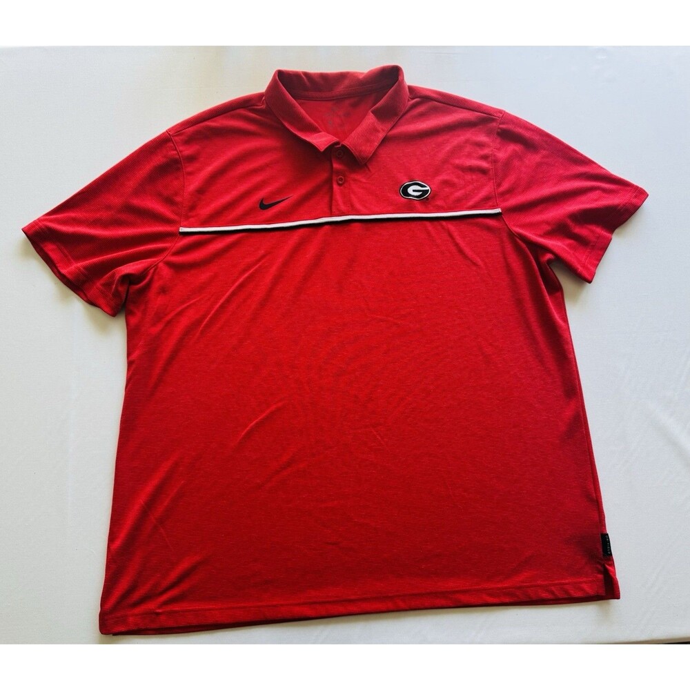 Nike Georgia Bulldogs Polo Shirt Mens XXL Red Dri-Fit Football Golf On Field.